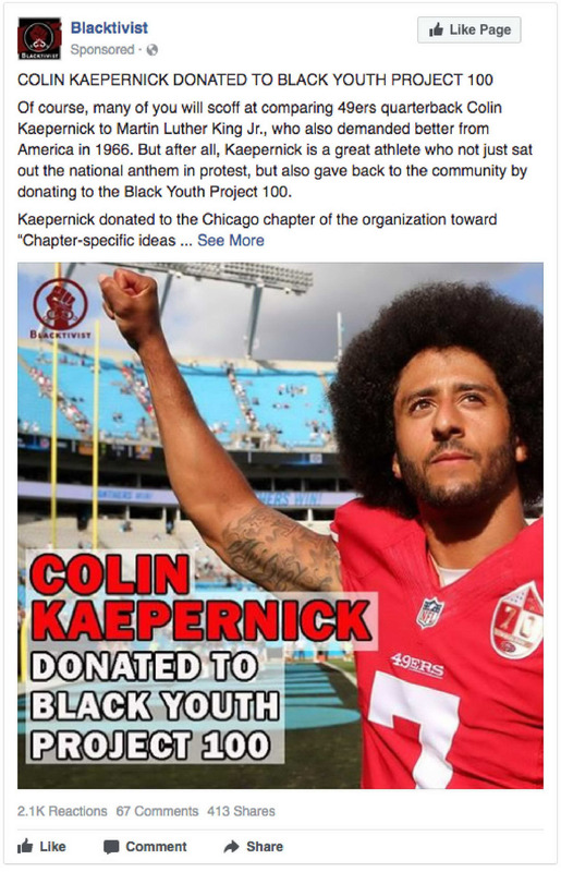 Colin Kaepernick donates to Black Youth Project 100 - Chicago Sun-Times